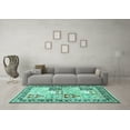 thumbnail image 3 of Ahgly Company Machine Washable Indoor Square Persian Turquoise Blue Traditional Area Rugs, 6' Square, 3 of 4