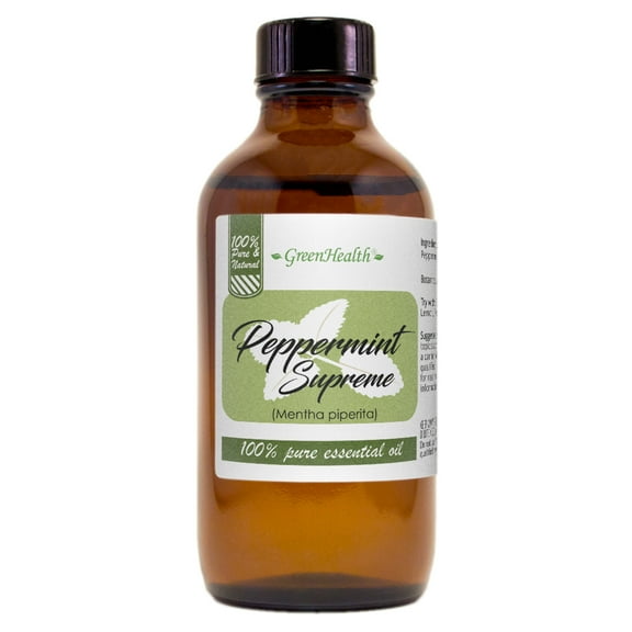 Peppermint (Mentha piperita) Essential Oil - 4 fl oz (118 ml) Glass Bottle w/ Cap - 100% Pure Essential Oil by GreenHealth