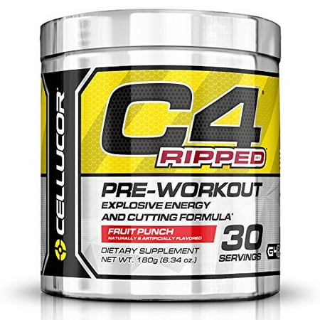 Cellucor C4 Ripped Pre Workout Thermogenic Fat Burner with Energy and Weight Loss, Fruit Punch, 30