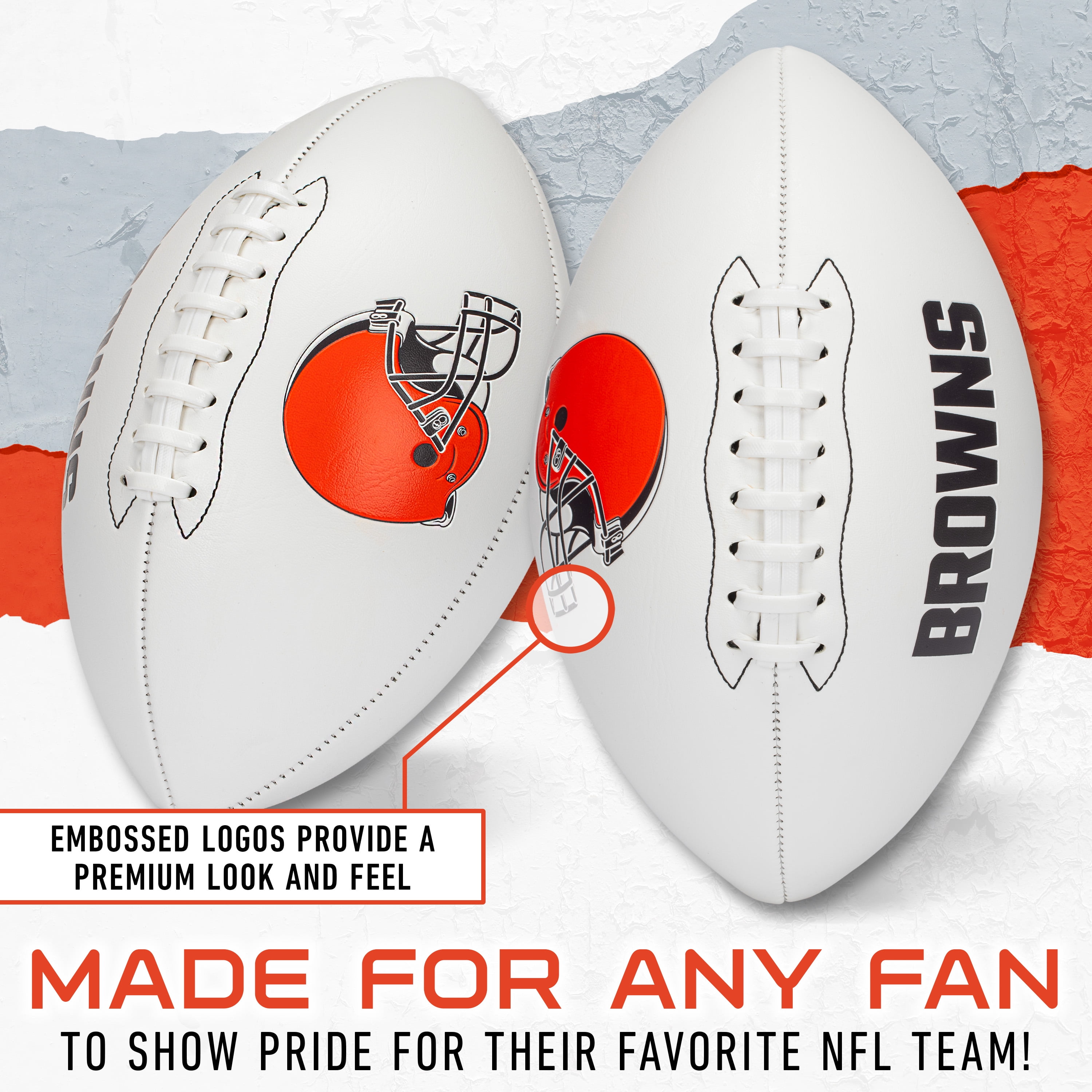 Franklin Sports NFL Cleveland Browns Autograph Football - Official Size White Panel Souvenir Football for Autographs + Signatures - NFL Team Fan Shop Memorabilia Football for Display