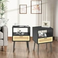 Sesslife Night Stand Set of 2, Solid Wood Legs Furniture Bedside Table