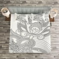 thumbnail image 3 of Ambesonne Floral Quilted Bedspread Set 3 Pcs, Blossoming Flowers Print Art, King Size, White and Black, 3 of 3