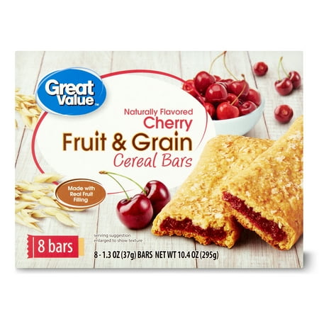 Great Value Fruit & Grain Bars, Cherry, 10.4 oz, 8 Count