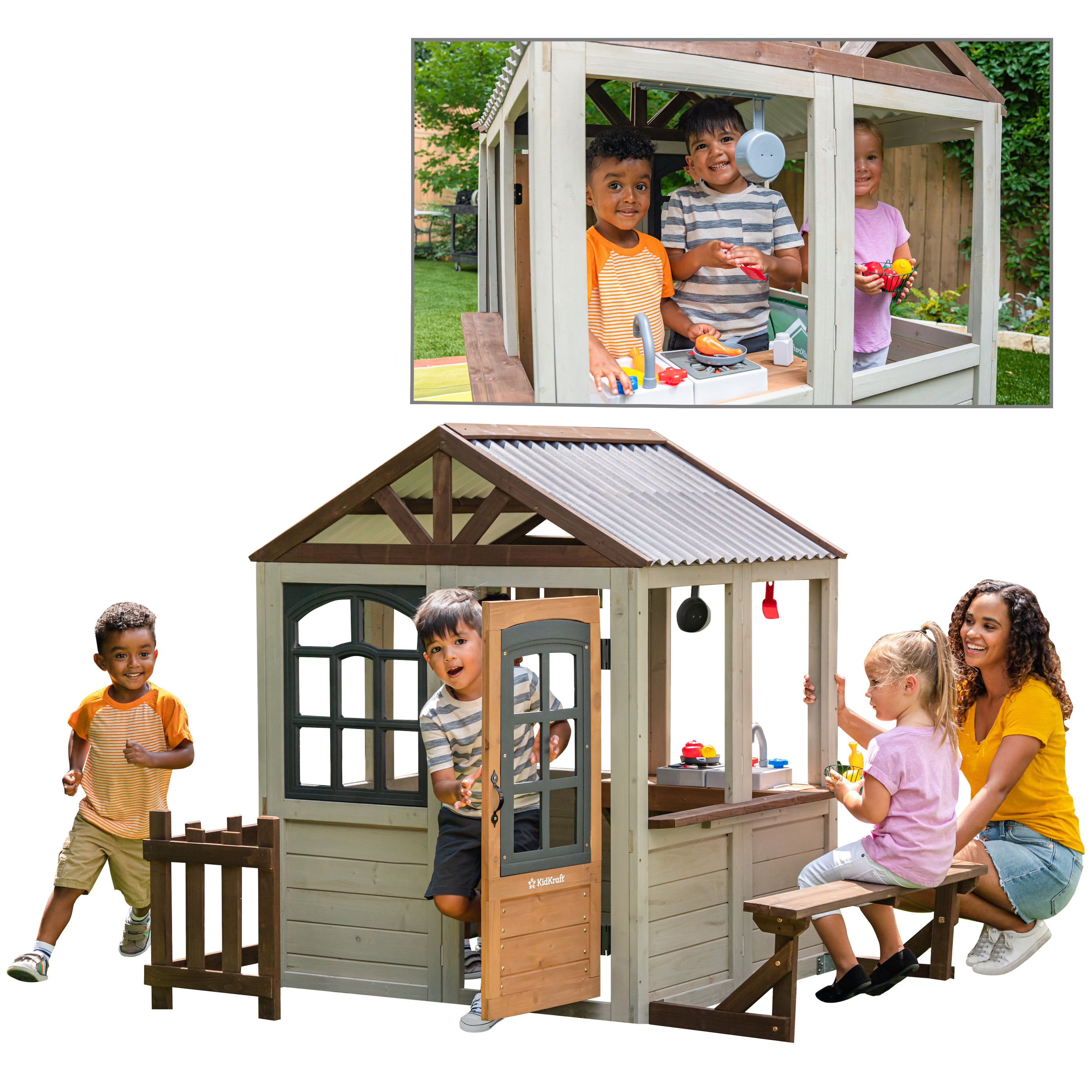 Dolu Children Outdoor Garden Playhouse with Window and Working Half Door 