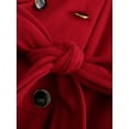 thumbnail image 4 of Capreze Lapel Outwear Long Sleeve Overcoats for Women Casual Double Breasted Trench Coats Travel Belted Wool Pea Coat Claret 4XL, 4 of 4