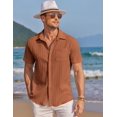 thumbnail image 5 of COOFANDY Mens Short Sleeve Button Down Shirts Beach Wedding Linen Shirt Loose Fit Camp Tops, 5 of 6