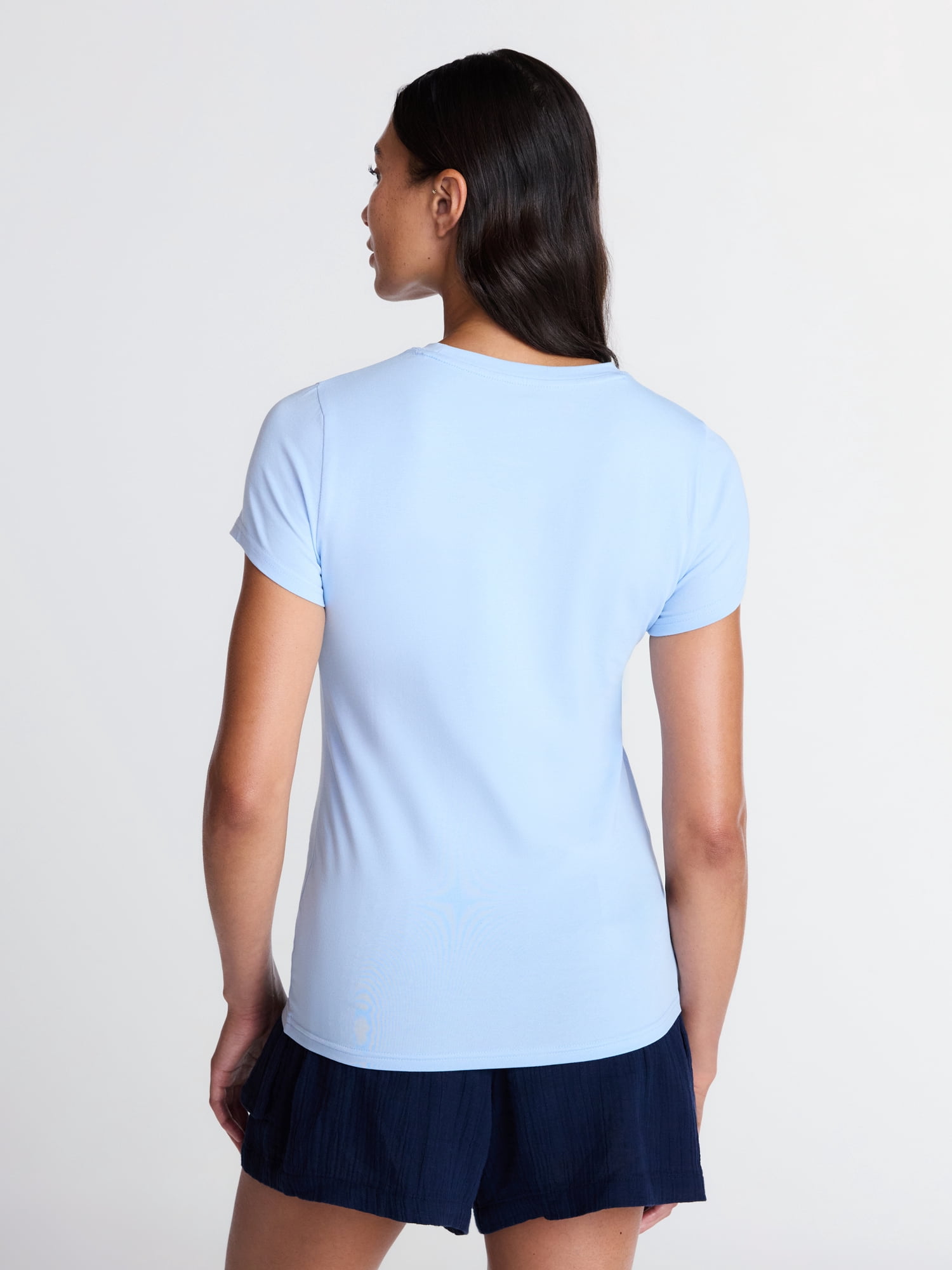 Time and Tru Women's Slim Fit Crewneck Tee with Short Sleeves, Sizes XS-XXXL