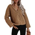 thumbnail image 1 of Cárdigan, Chaqueta de lana para mujer Abotonada Manga larga Cuello en V Fuzzy Abrigos casuales cálid Abanopi Beige/Grande, 1 of 7