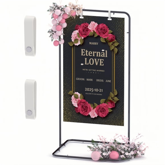 Soporte para letreros de boda DDMY ajustable de bienvenida con correas de cuero