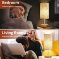 thumbnail image 3 of Cinkeda 3 Way Dimmable Single Table Lamp with USB Ports Leaf Print Shade 15" Touch Control Small Bedside Nightstand Lamp for Bedroom Living Room (1 Bulb), 3 of 12