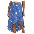 thumbnail image 3 of qolati 2023 Women's Summer Floral Boho Skirts Elastic High Waist Irregular Hem Midi Skirt Lightweight Slim Fit Flowy A-Line Beach Skirt, 3 of 7