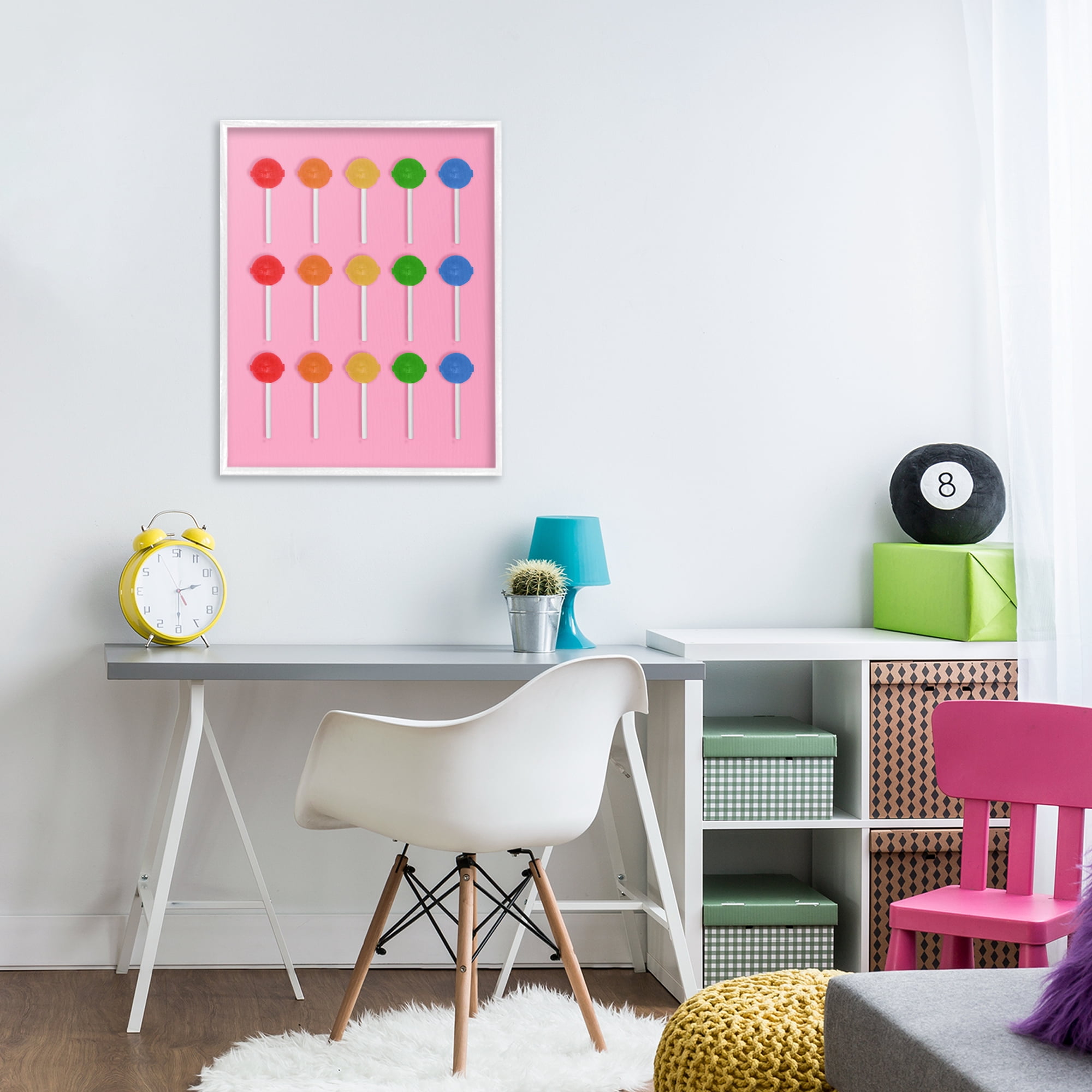 Stupell Industries Colorful Lollipop Grid White Framed Giclee Art, design by LISH Creative