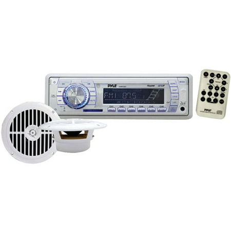 Pyle PLMRKT34Wt In-Dash Marine AM/FM/MP3/WMA Receiver with Two 6.5" Speakers