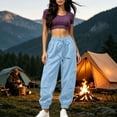 thumbnail image 5 of Edvintorg Womens Cargo Pants Outdoor Hiking Travel Elastic Waisted Workout Cuffed Trouser with Pockets Clothes Women Light Blue M, 5 of 9