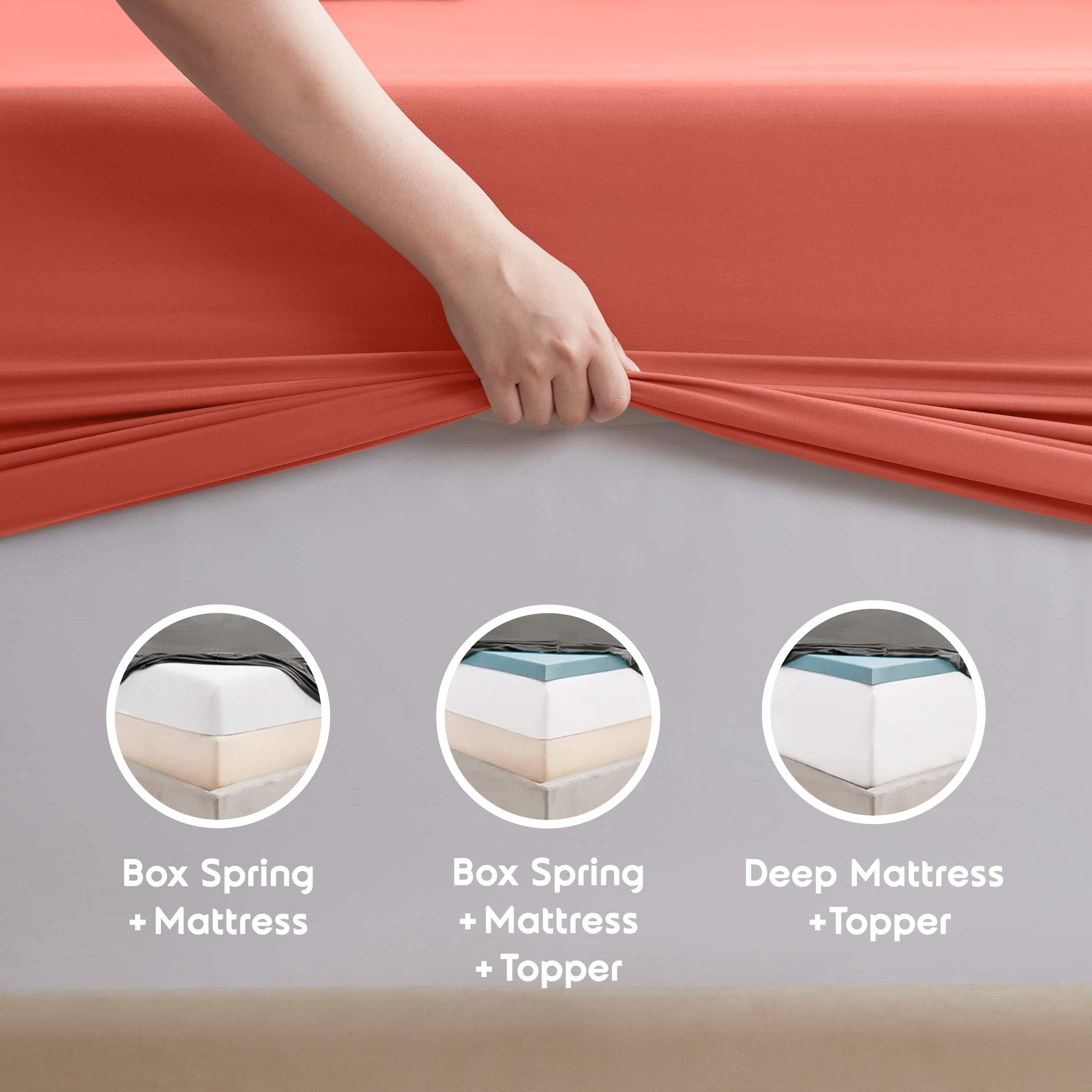 Lammaloe Full Size Sheets Set, Hotel Style Deep Pocket 4 Piece Bed Sheets, Luxury Soft Microfiber Sheet Sets, Orange
