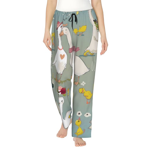 Fotbe Cute Farm Birds Pantalones de Pijama para Mujer, Pantalones de Dormir, Pantalones Pj con Cordón y Bolsillos-X-Large