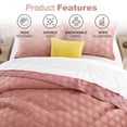 thumbnail image 3 of IR Imperial Rooms Velvet Quilt Set Bedspread Reversible King Size 3 Piece Pink Geometric 350GSM Ultra Soft Lightweight Washable Bedding, 3 of 9