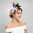 thumbnail image 2 of SRZYMJ Fascinators Hats with Feather for Women 2026 Derby Hats Small Tea Party Hat with Headband, 2 of 4