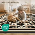 thumbnail image 4 of ODIKA Farmhouse Distressed Geometric Boho Cross Hatch Desk Dining Under Pet Friendly & Kids Safe for Bedroom, Bedside, Nursery, 4 of 7