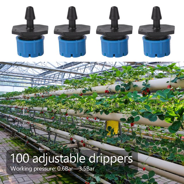 Gotero De Agua Kit de cabeza de goteo de manguera de riego con gotero de agua ajustable de 100 piezas (azul)