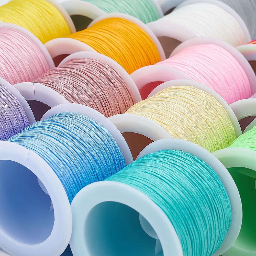 15 Colors Nylon String Beading Thread 820 Yards 0.8mm Chinese Knotting Cord Nylon Cord String for Macrame Friendship Bracelets Nylon Thread for Woven Bracelet Necklace Making Jewelry Making for DIY