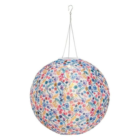 

Alloet 12 inch Printed LED Round Solar Lantern Pendant Garden Decor (Warm Light)