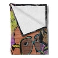 thumbnail image 2 of Urban Graffiti Soft Flannel Fleece Throw Blanket, Hip Hop Design Graffiti Wall Urban Art Background Man Head Detail, Cozy Plush for Indoor and Outdoor Use, 70" x 90", Multicolor, by Ambesonne, 2 of 5