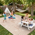 thumbnail image 4 of Lahome Decor 8’X10’ Rainbow Outdoor Rug for Patio,Beach Mats Waterproof, Camping Rug for Outside RV, Portable Plastic Straw Outdoor Area Rug for Backyard, Garden, Pool Deck,Light Khaki, 4 of 9
