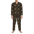 thumbnail image 3 of Naloa Boho Owl Men’s Pajamas Set - Long Sleeve Button Down Sleep Shirt and Pajama Bottoms Sleepwear Set-X-Large, 3 of 7