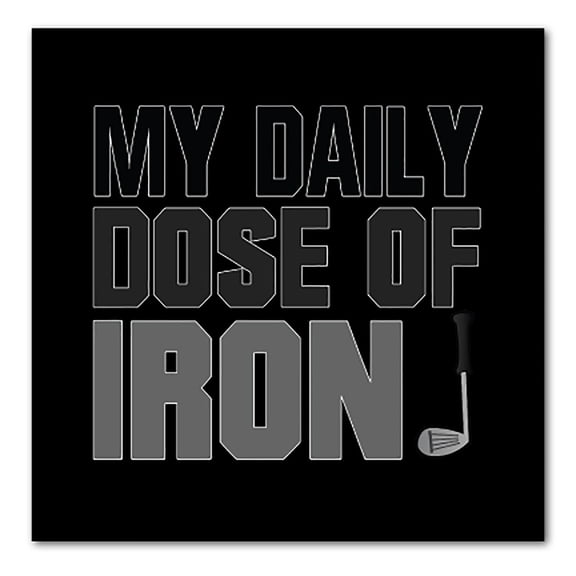 DistinctInk Custom Bumper Sticker - 3" x 3" Decorative Decal - Black Background - My Daily Dose of Iron Golf