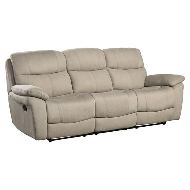 Lexicon Longvale Transitional Microfiber Reclining Double Sofa In Tan Walmart Com Walmart Com