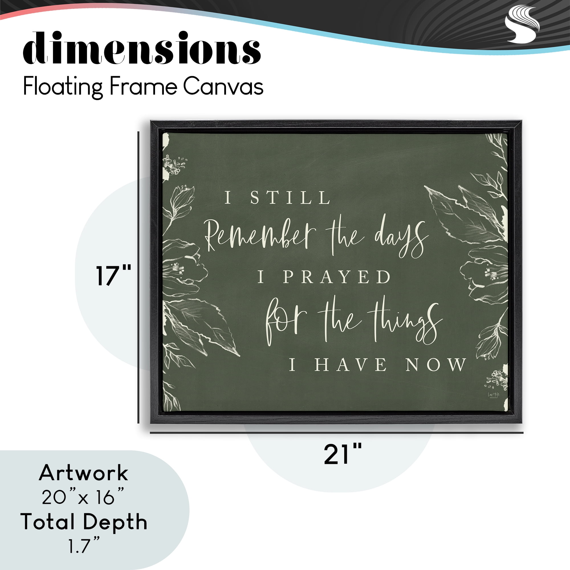 Prayed For What I Have Now Black Framed Floater Canvas Wall Art, design by Lux + Me Designs