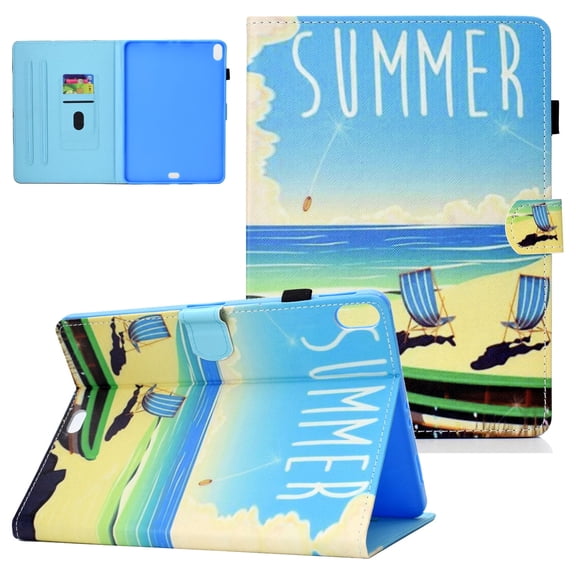 iPad Pro 11 Inch Case 2018 Released, Allytech Folio Slim Anti-Scratch Kickstand Auto Sleep Wake Full Protective Magnetic Closure Cards Holder Wallet Case Cover for Apple iPad Pro 11", Summer Beach