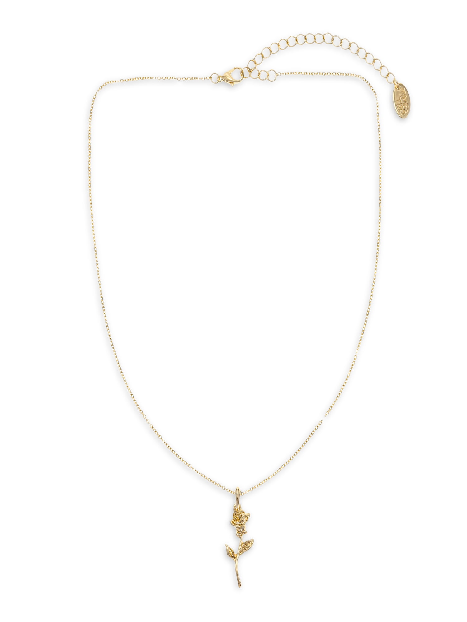 Women's Gold-tone Rose Pendant Necklace, 1 Piece