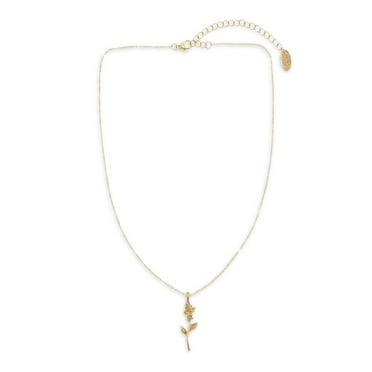 Women's Gold-tone Rose Pendant Necklace, 1 Piece