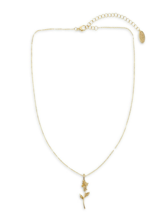 Women's Gold-tone Rose Pendant Necklace, 1 Piece