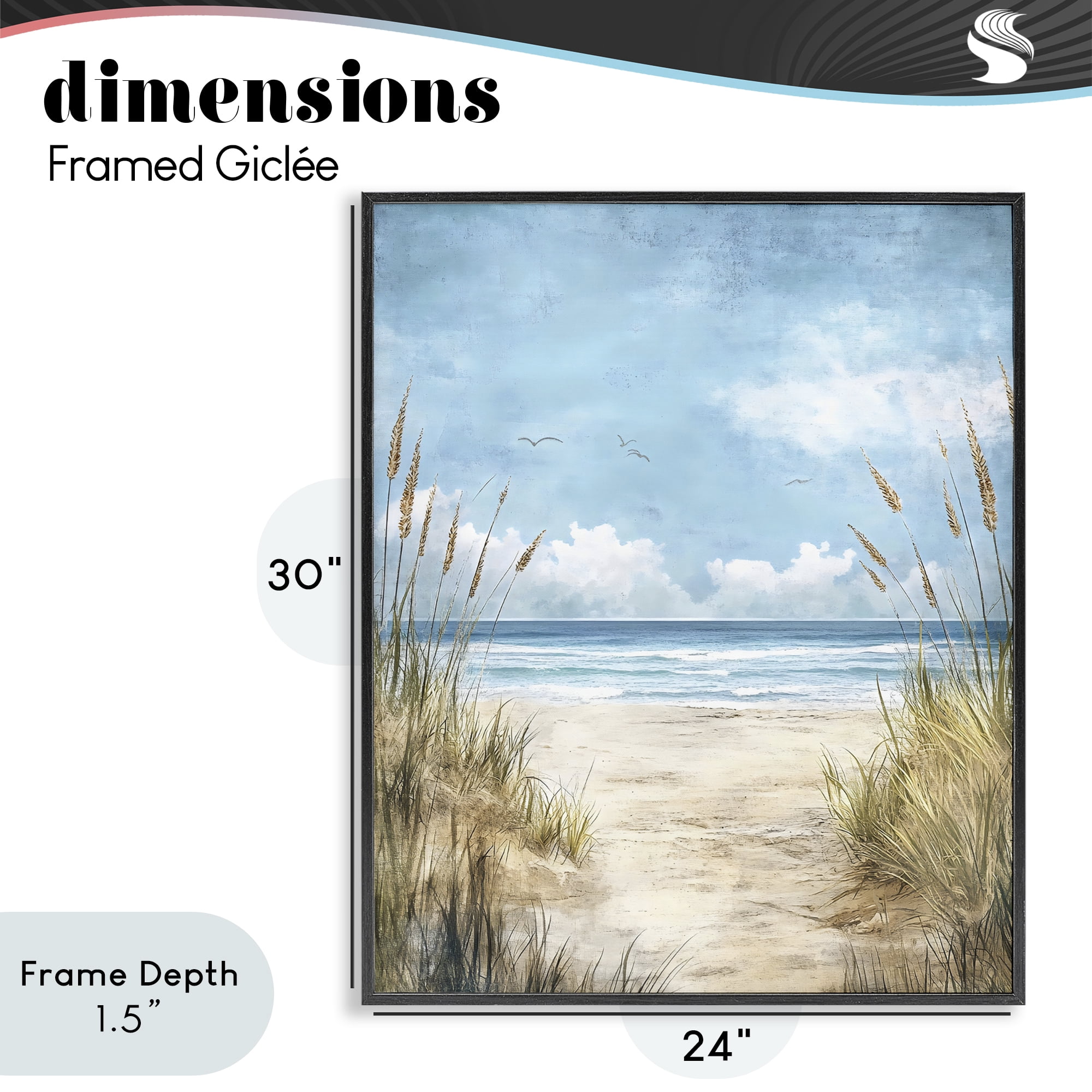 Stupell Industries Free Seagulls over Beach Dunes Black Framed Giclee Art, design by Creative Studio