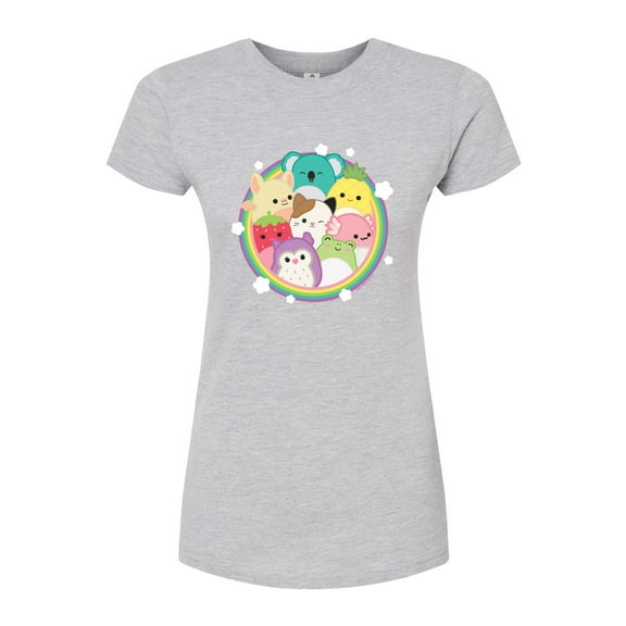 Squishmallows - Rainbow Circle Group - Juniors Fitted Short Sleeve Graphic T-Shirt