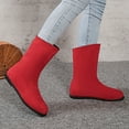 thumbnail image 4 of B91xZ Winter Boots for Women Retro High Heel Suede Zipper Mid Calf Booties,Red 7, 4 of 5