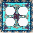 thumbnail image 3 of Metal Light Switch Plate Cover Teal Purple Mandala Flower Heart Tile Pattern TIL035, 3 of 13