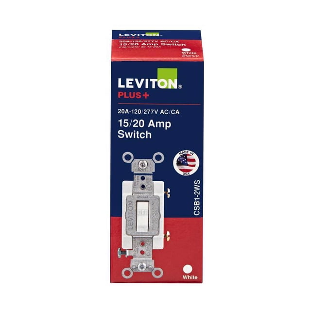 AC Quiet Switch Leviton, 20 A, unipolar, blanco, paquete de 1