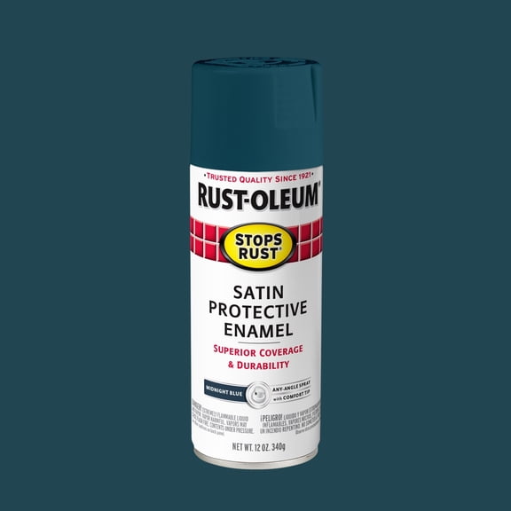 Midnight Blue, Rust-Oleum Stops Rust Protective Enamel Satin Spray Paint-369179, 12 oz