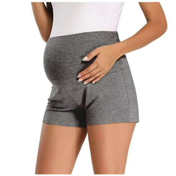 Efsteb Maternity Shorts for Women Maternity Casual Leggings Pants Comfy Over The Belly Pregnancy Shorts (Dark Gray,S)