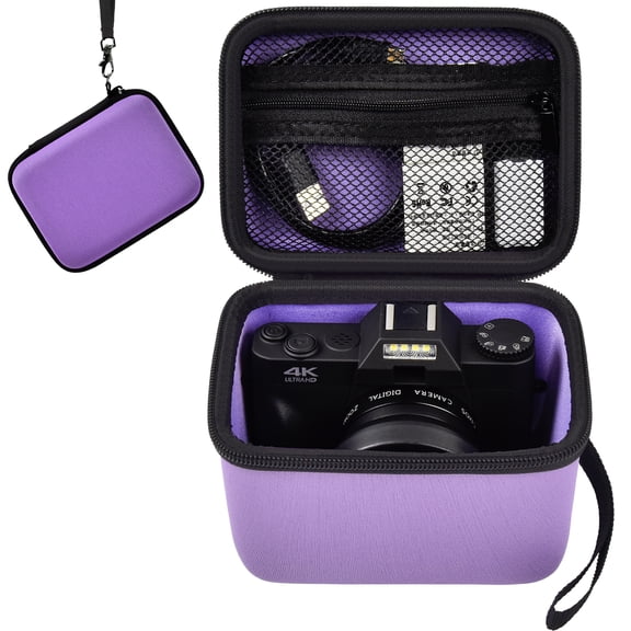 Vlogging Camera Case for TEBNGIHNM 4K Digital Cameras, Vlog Camera Carrying Storage for Lens and Other Accessories - Purple (Box Only)