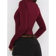 thumbnail image 2 of Womens Deep V Neck Long Sleeve Lined Slim Fit T Shirt Tops Tee, 2 of 4