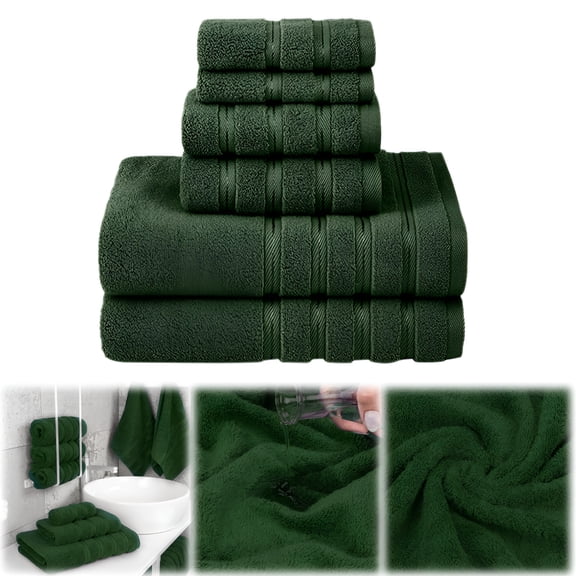 AUQ American Soft Linen Luxury Towel，Bath Hand Towels for Bathroom Bath Towels Hand Towel Washcloths，600 Gsm 100% Cotton Turkish Towels for Bathroom，Dark Green Towel(1Pcs Washcloths，13.4*13.4Inch)
