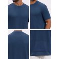 thumbnail image 6 of INSPIRE CHIC Men's Waffle Texture Short Sleeve Crew Neck Solid Casual Knitted T-Shirts M Dark Blue, 6 of 7