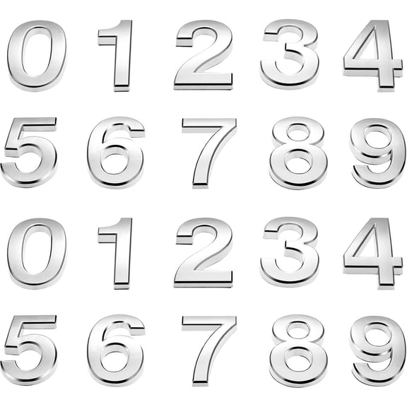 20 Pieces Reflective Mailbox Numbers 0-9 For Outside Self Adhesive Door Address Number Decals Stickers For House Apartment Office Hotel Room (2 Inch, Silver)