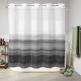 thumbnail image 6 of No Hook Shower Curtain with Built-in Rings - Black And White Washable Waterproof Fabric Bathroom Curtains for Hotel,Rentals, 72 X 78 Inch Long , Abstract Modern Brush Strokes, 6 of 9