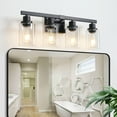 thumbnail image 2 of Miniyam 4-Light Black Bathroom Vanity Light, Industrial Farmhouse Wall Fixture with Clear Glass Shades, 2 of 7